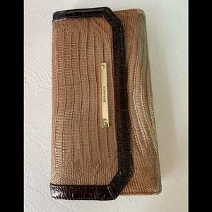 BRAHMIN Tan/Brown Check Book Wallet & Pen